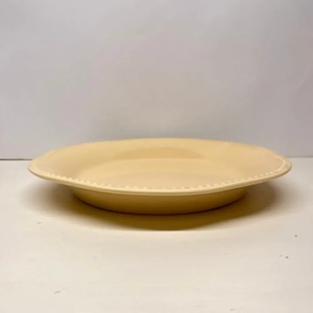 Pottery Barn Emma Beaded Hobnail Rim Scalloped Yellow Serving Platter 12.5in
